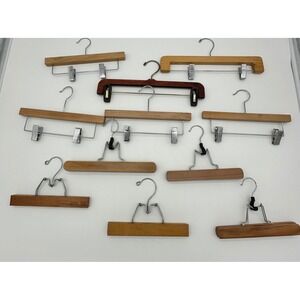 Wooden Pant Skirt Hangers Lot of 11 Vintage Style Brown